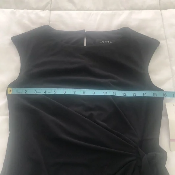 NWT Chetta B sleeveless Little black dress with side belt attached to tie - Picture 2 of 9